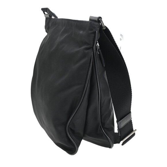 PRADA MILANO Logo Tessuto Shoulder Bag Nylon Leather Black Silver Italy 64EF077 - Picture 4 of 16